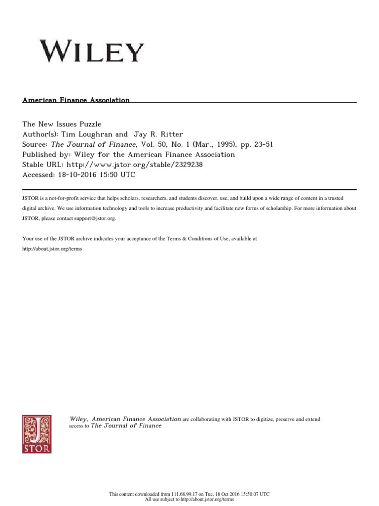 The Persistent Underperformance of Companies Issuing New Stock ...