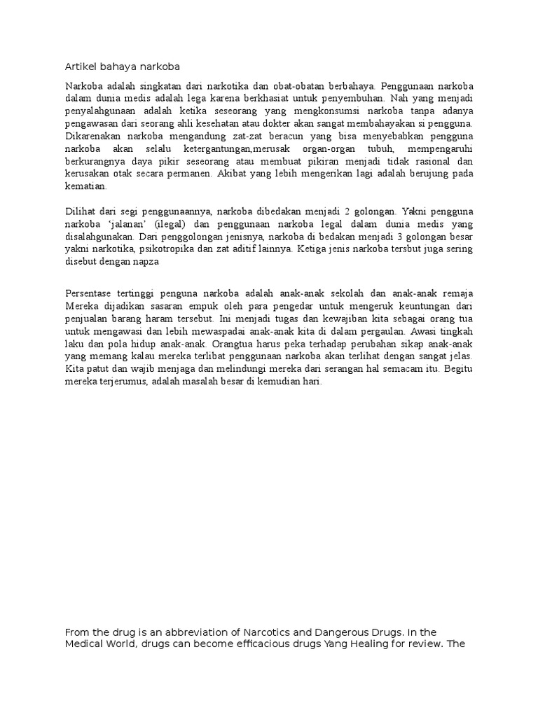 Artikel Bahaya Narkoba