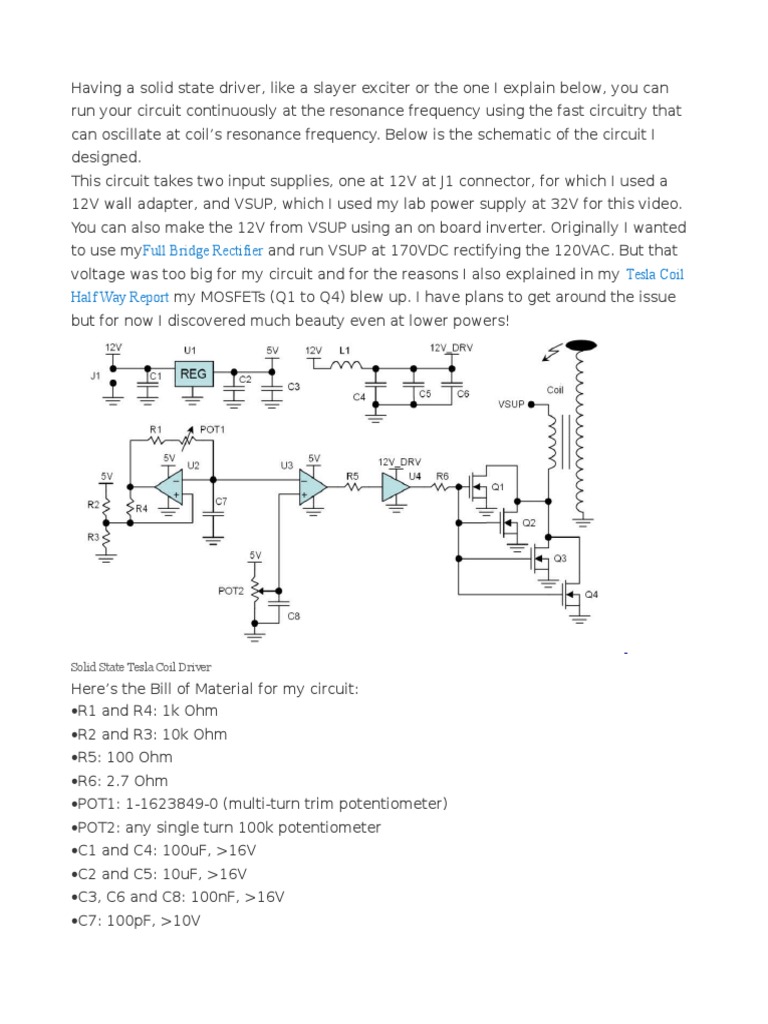Tesla Coil Driver PDF Electronic Oscillator Inductor