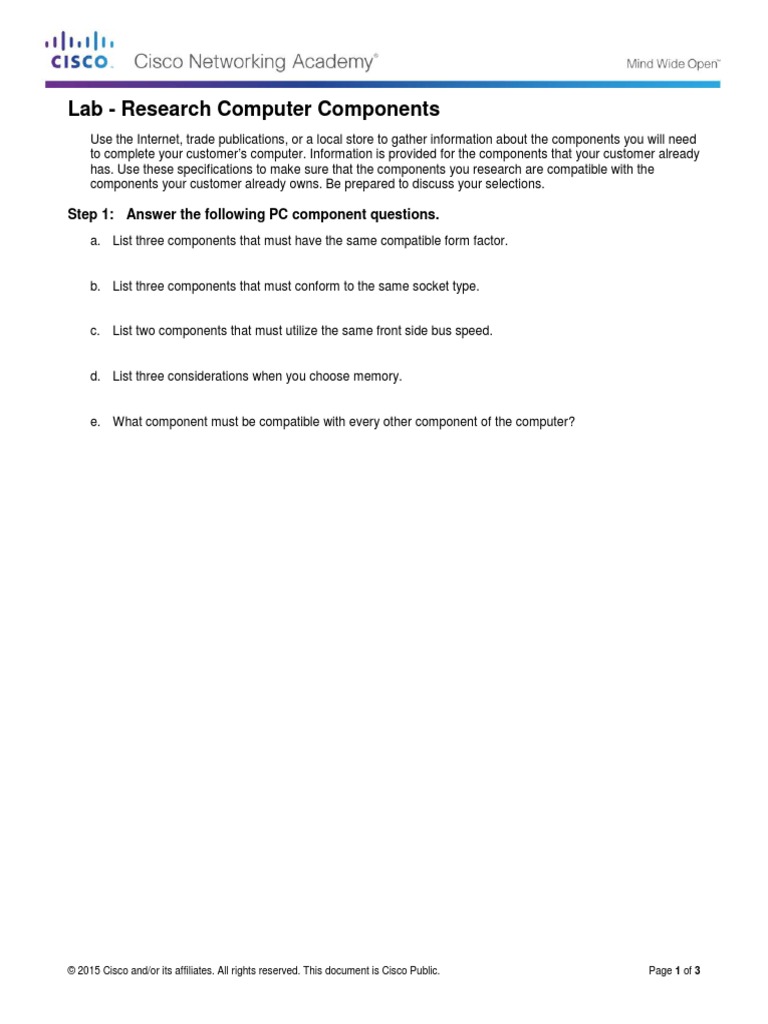 1.2.1.13 Lab Research Computer Components PDF PDF Personal Computers Computer Hardware