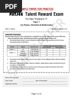 FTRE Sample Paper Class 10 To 11 Paper 1