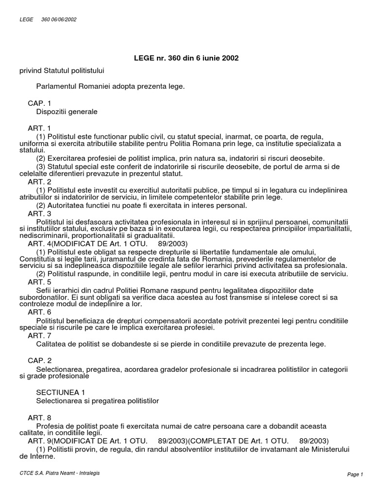 Legea 360 Din 06 06 2002