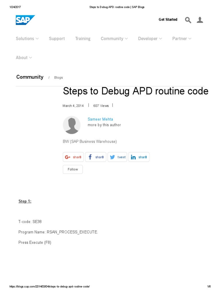 Steps To Debug APD Routine Code - SAP Blogs | PDF | Information ...