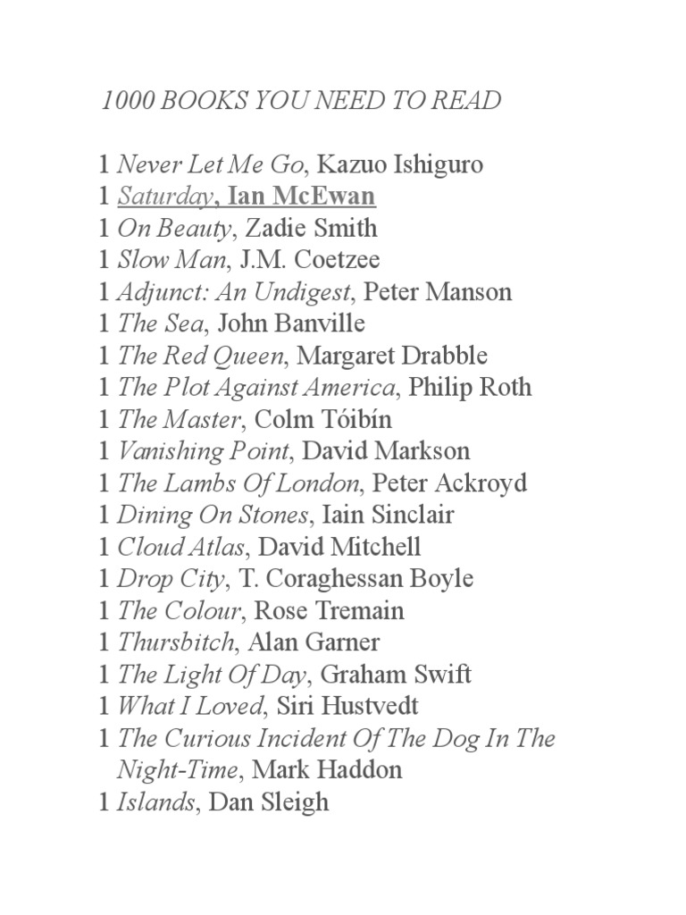 1000 Books You Need To Read | PDF