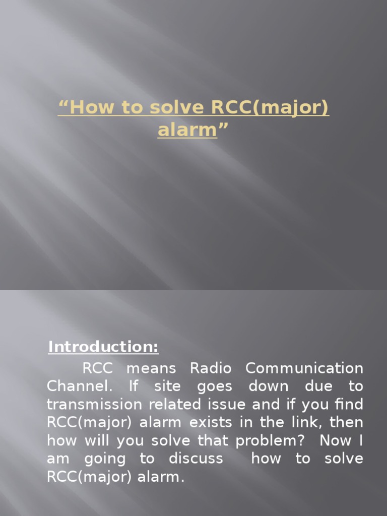Resolving RCC Major Alarm Issues | PDF
