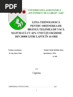 Linia Tehnologică Pentru Obţinerea de Brânză Telemea de Vacă Maturată Cu 42