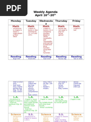 weekly agenda 