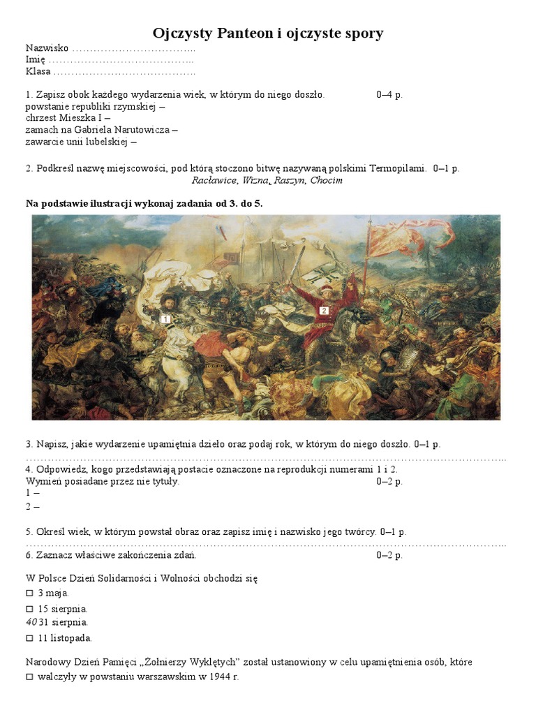 Historia I Społeczeństwo Ojczysty Panteon I Ojczyste Spory Streszczenie Ojczysty Panteon I Ojczyste Spory Grupa A Kopia | PDF