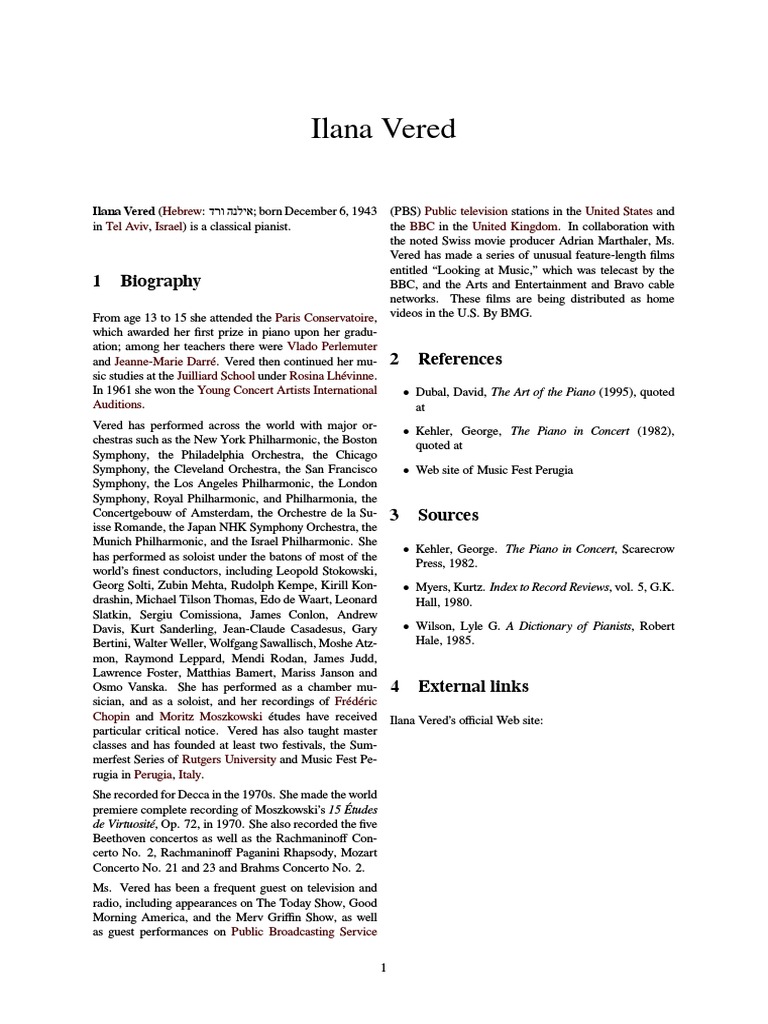 Ilana Vered PDF PDF Classical Musicians Musicians