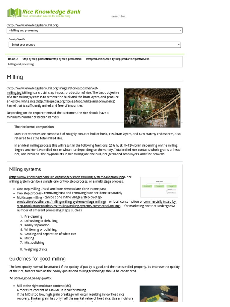 Rice Milling Process and By-products | PDF | International Rice ...