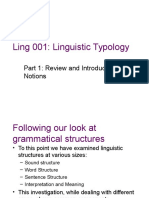 Ling 001: Linguistic Typology: Part 1: Review and Introductory Notions