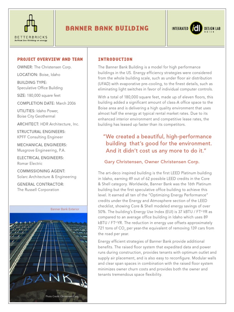 Betterbricks Case Study Banner Bank Pdf Building Technology