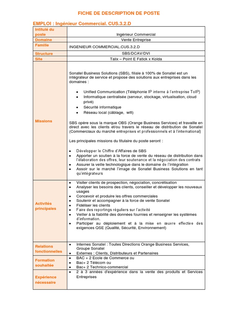 fiche de poste ic sbs     mars sodles commerce