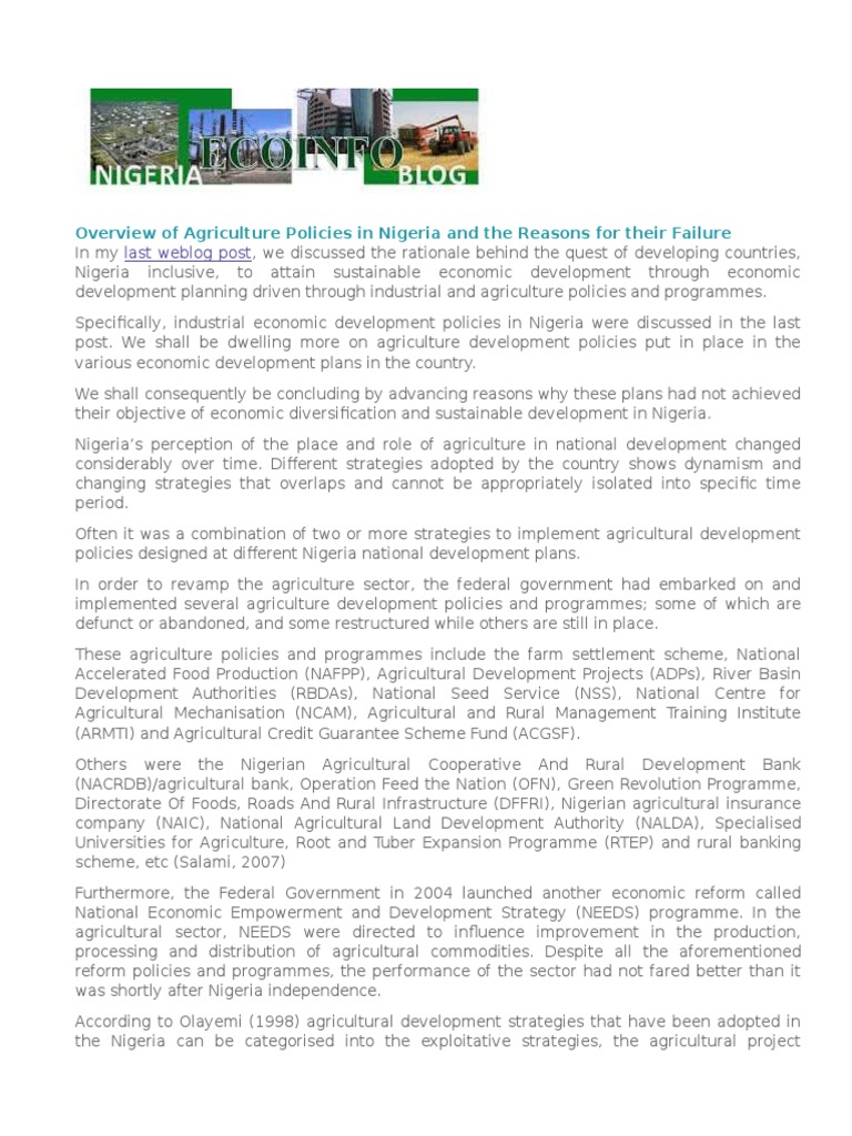 Overview of Nigeria's Agricultural Policies | PDF | Nigeria | Agriculture