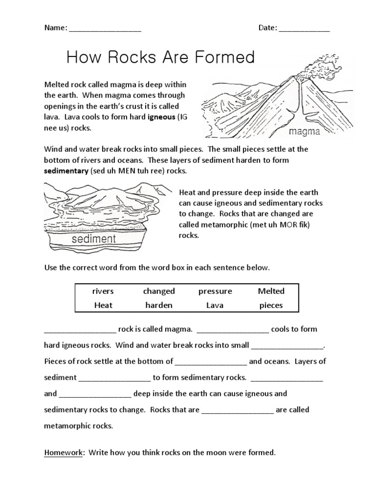 6th Grade Rock Cycle and Minerals Worksheet | PDF | Rock (Geology ...