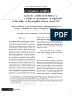 Caracterización de La Satisfacción Laboral y Condiciones de Trabajo de Una Empresa de Seguridad en La Ciudad de Barranquilla Durante El Año 2012