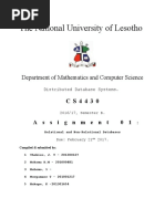 The National University of Lesotho: Department of Mathematics and Computer Science