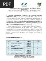 Aviso de Publicação Resultado Preliminar Saae 001 2017