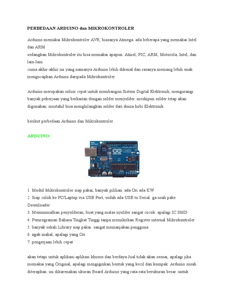 Perbedaan Arduino Dan Mikrokontroler | PDF