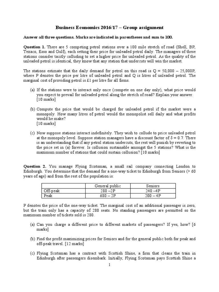 Group Assignment Oct 2016 | PDF | Monopoly | Profit (Economics)