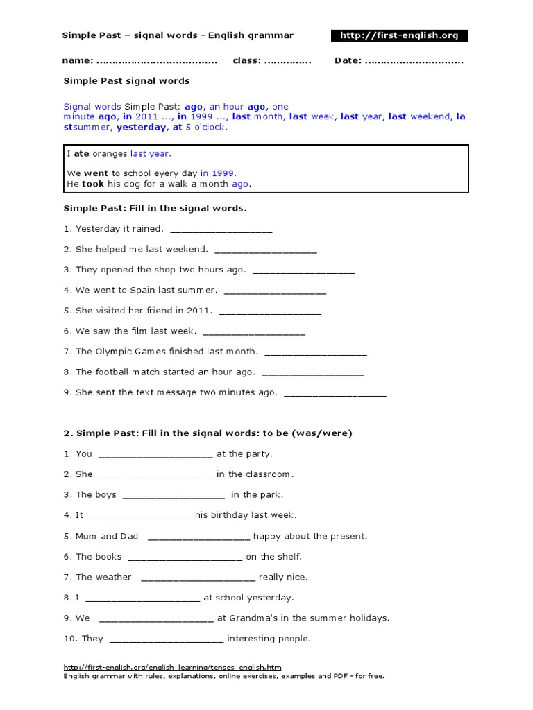 simple-past-42-signal-words-worksheet