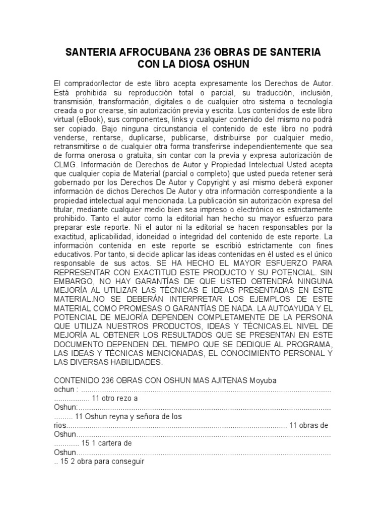 Santeria Afrocubana 236 Obras de Santeria Con La Diosa Oshun | PDF | Autor  | Propiedad intelectual