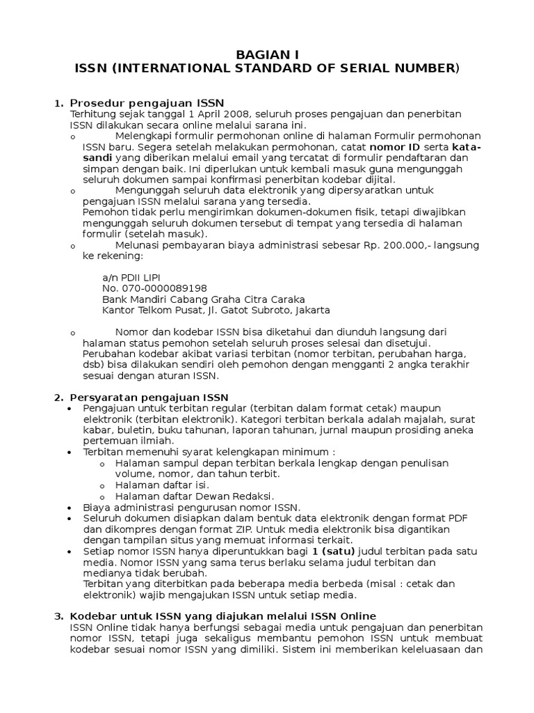 Prosedur dan Syarat Pengajuan ISSN | PDF