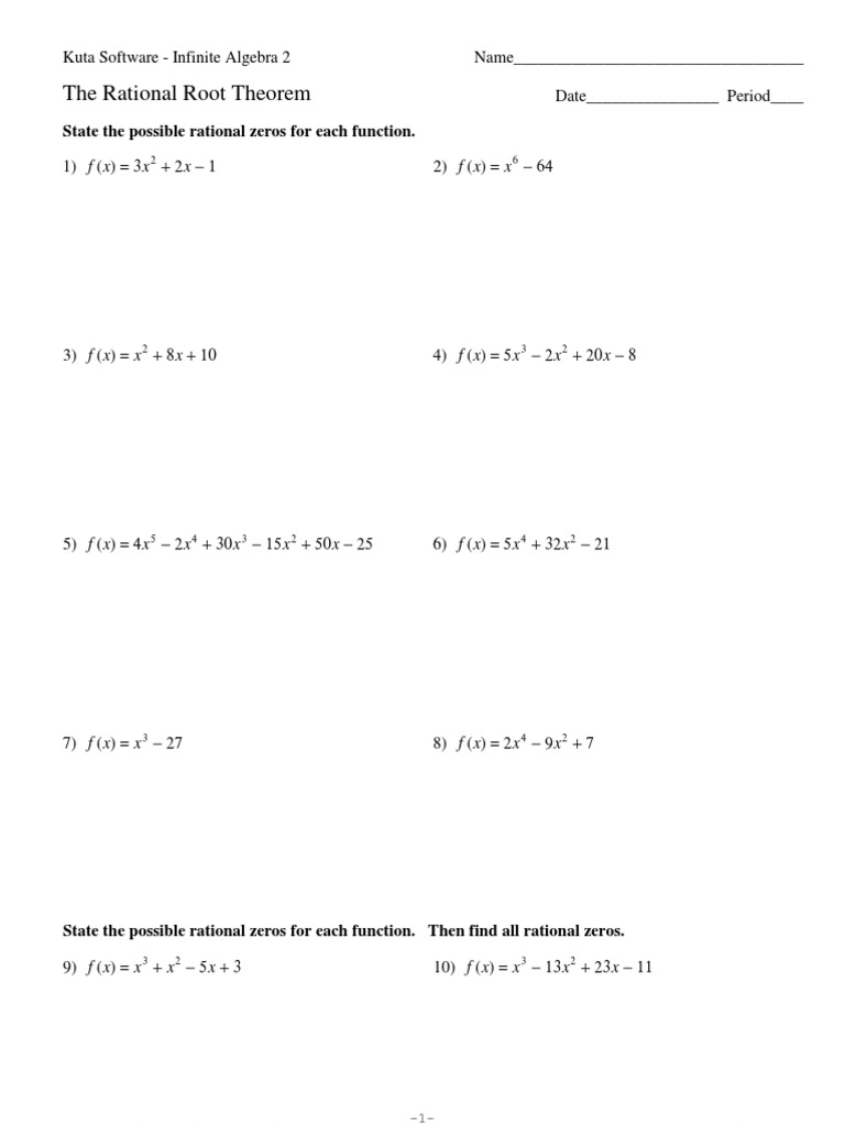 Rational Root Theorem Zero Of A Function Rational Number