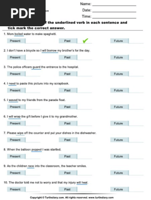 Choose The Correct Tense Of The Underlined Verb Pdf