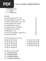 STD 1 SA Maths Assignment