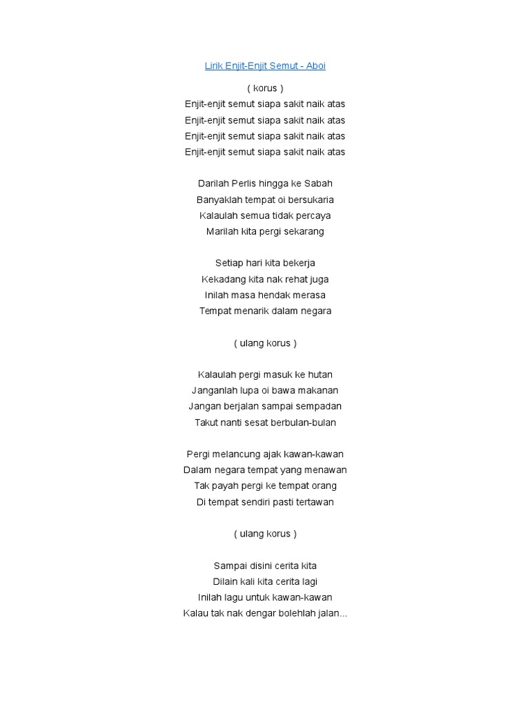 Lirik Lagu Enjit-enjit Semut Kompang - JaniyailChristensen