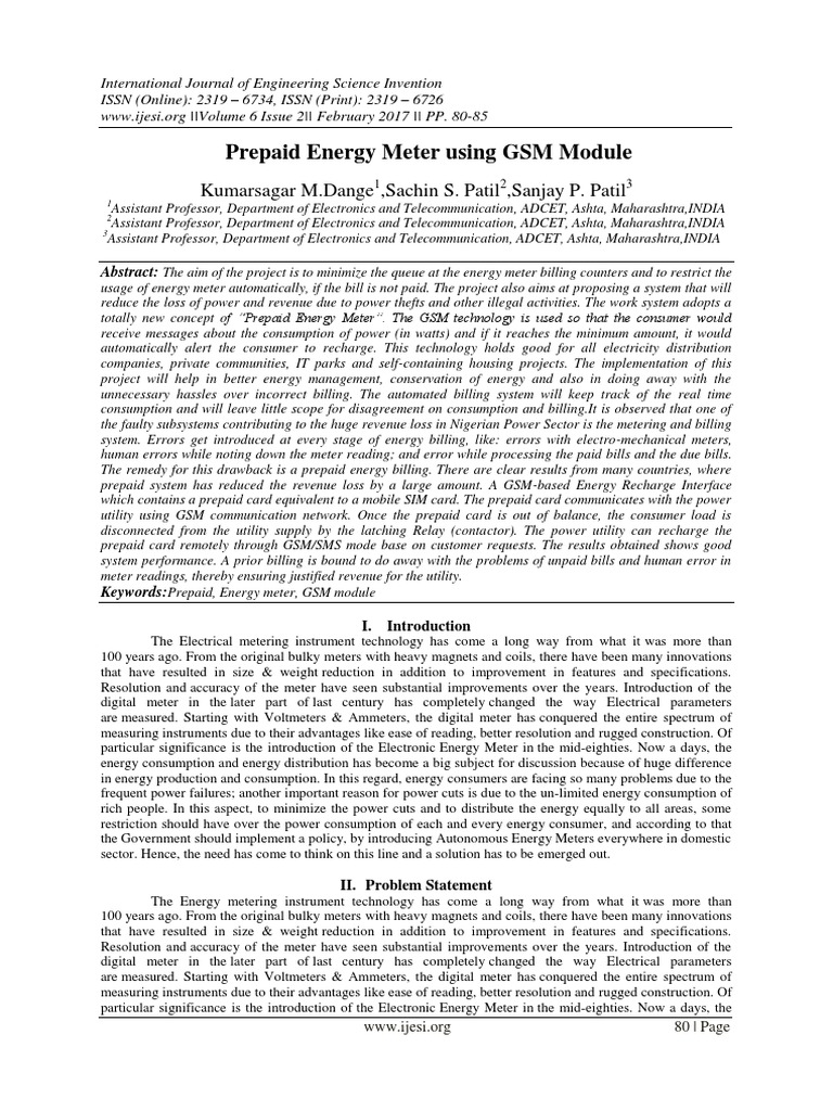 GSM-Based Prepaid Energy Meter System | PDF