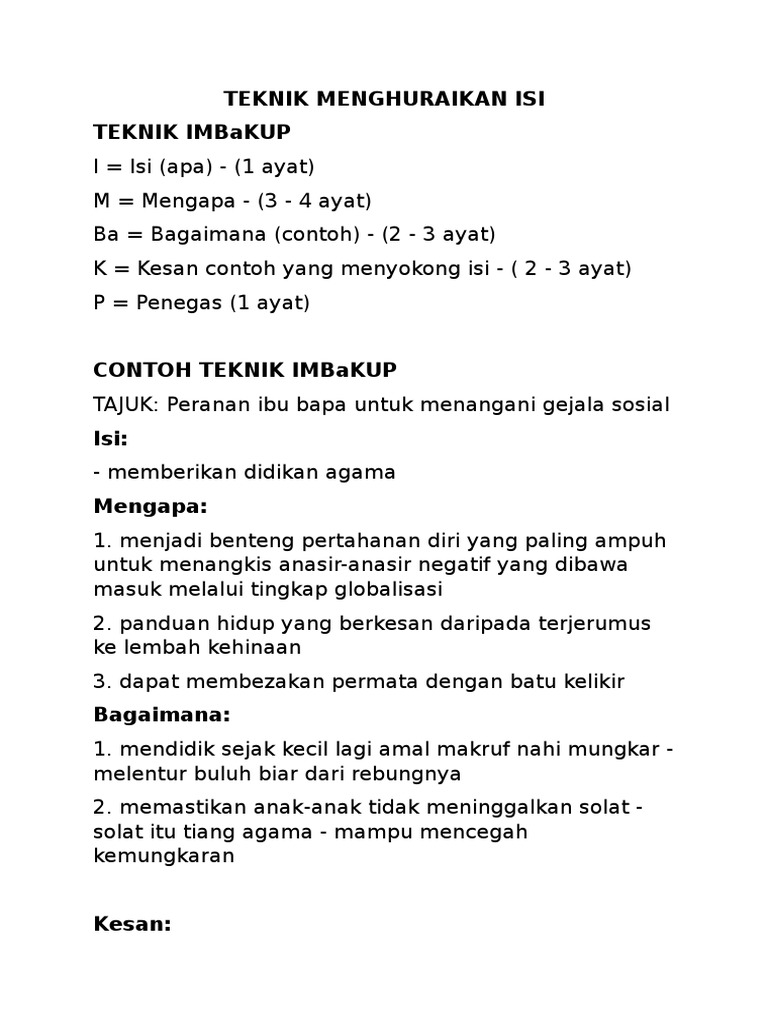 Teknik Menghuraikan Isi Pdf
