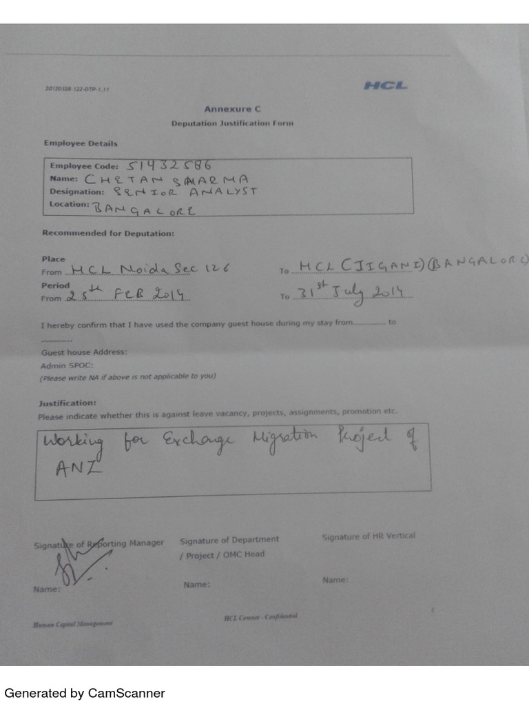 Deputation Form | PDF