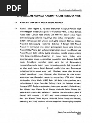 Kanun Tanah Negara 1965 Pdf