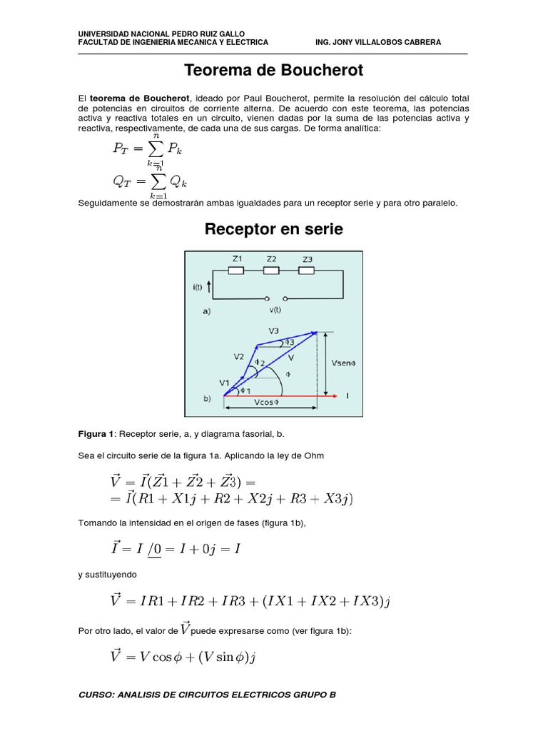 Teorema de Boucherot PDF Análisis de red (circuitos eléctricos