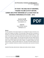Terrorism Event Study: The Analysis of Abnormal Return and Trading Volume Activity Before, During and After Terrorism Act (A Case Study On Indonesia Terrorism Acts in 2005 - 2015)