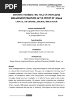 Studying The Mediating Role of Knowledge Management Practices in The Effect of Human Capital On Organizational Innovation