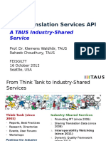 TAUS Translation Services API: A TAUS Industry-Shared Service