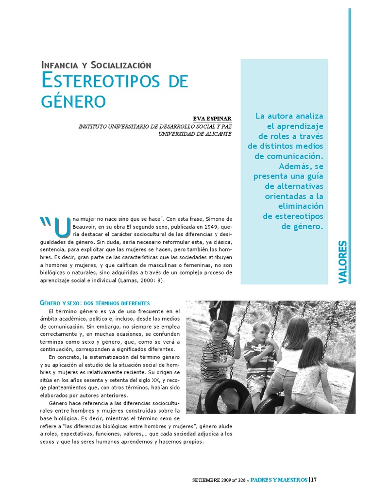 Estereotipos de género en la infancia | PDF | Socialización | Género
