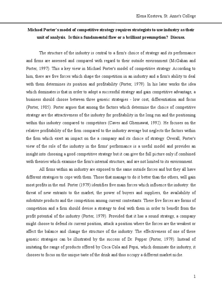 Porter's 5 forces conclusion picture
