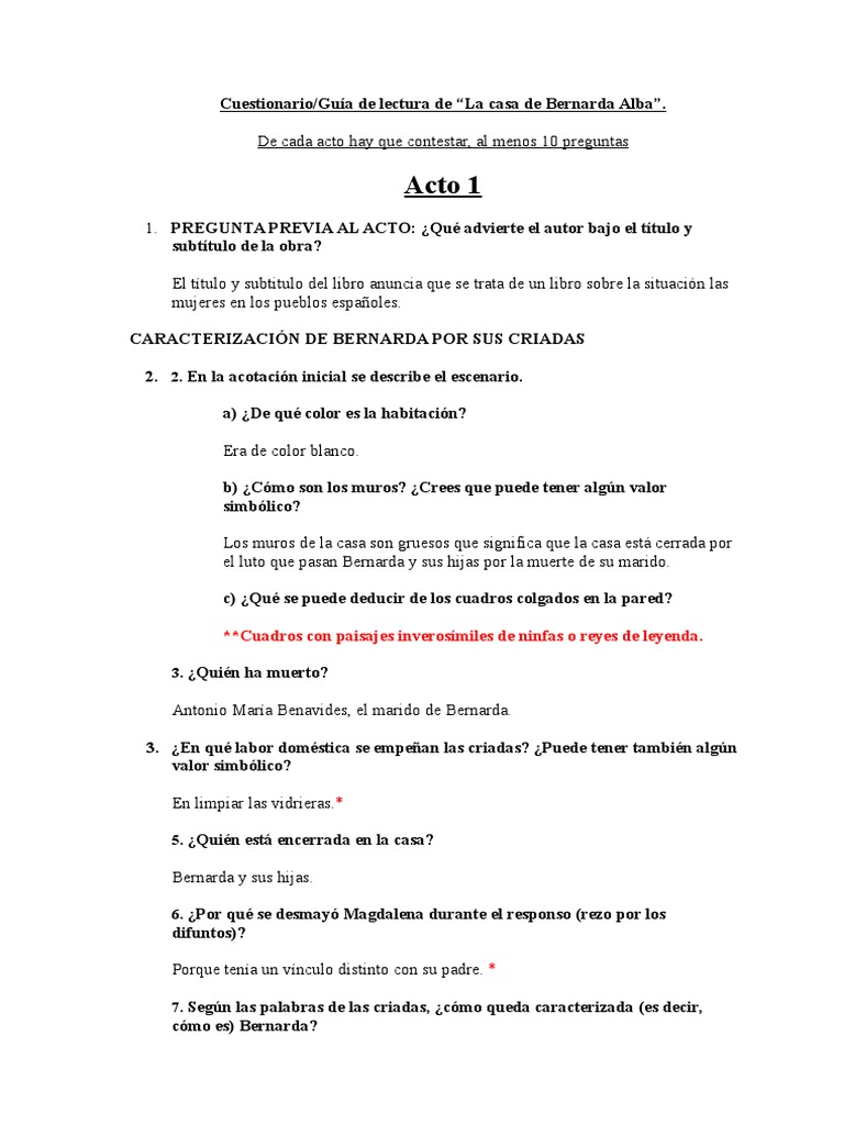 La Casa De Bernarda Alba Apuntes