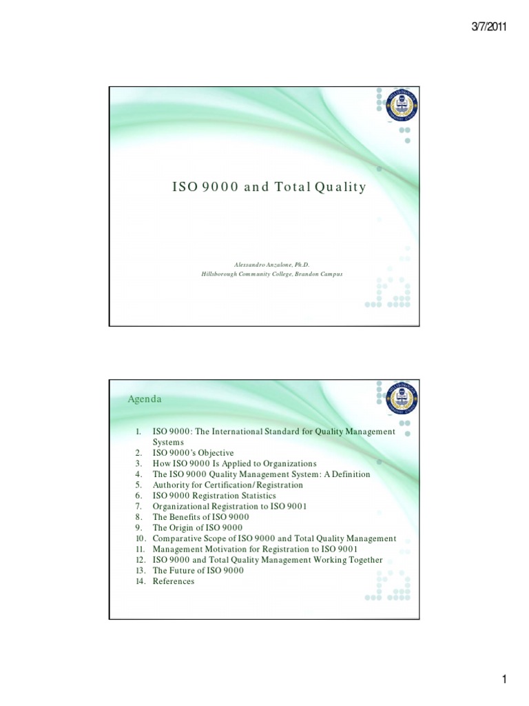 Chapter 14 ISO 9000 and Total Quality | PDF | Iso 9000 | Quality Management