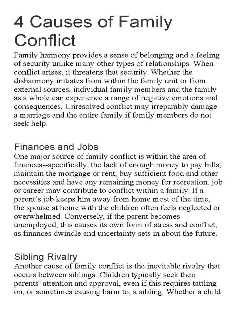 4 Causes of Family Conflict