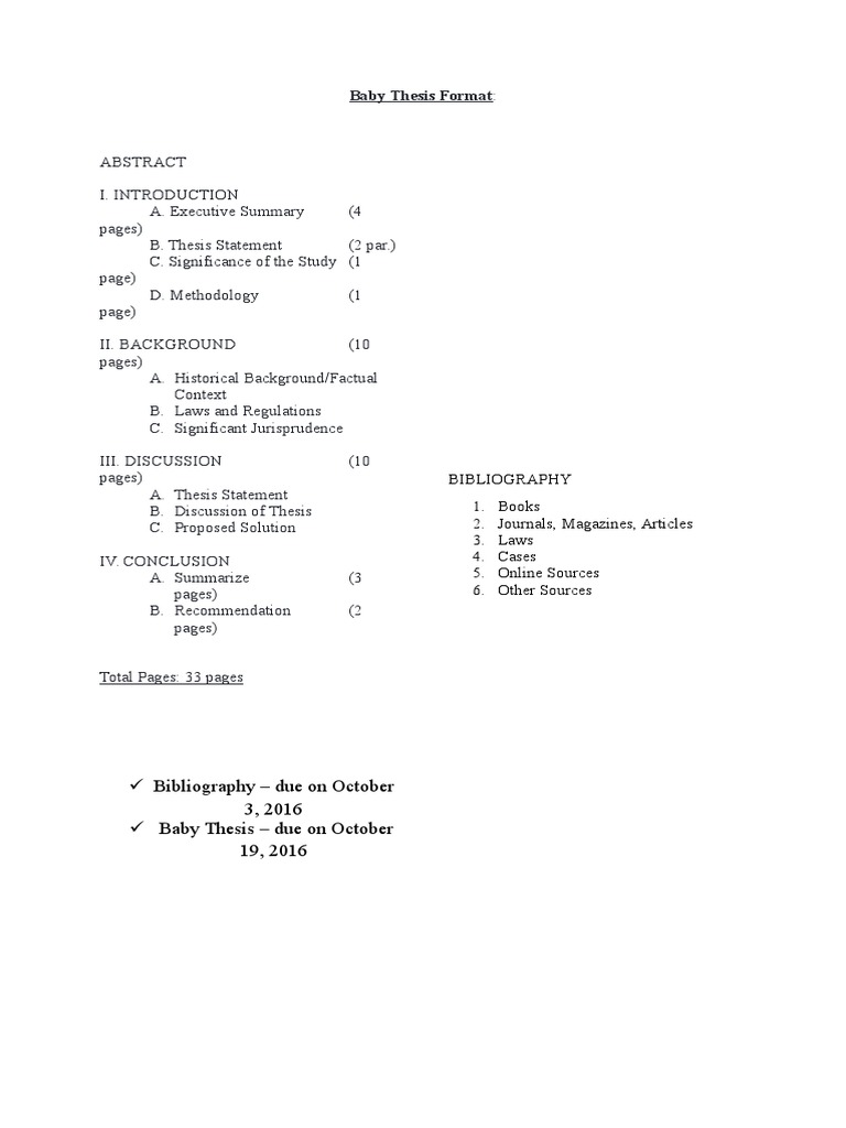 example of baby thesis format