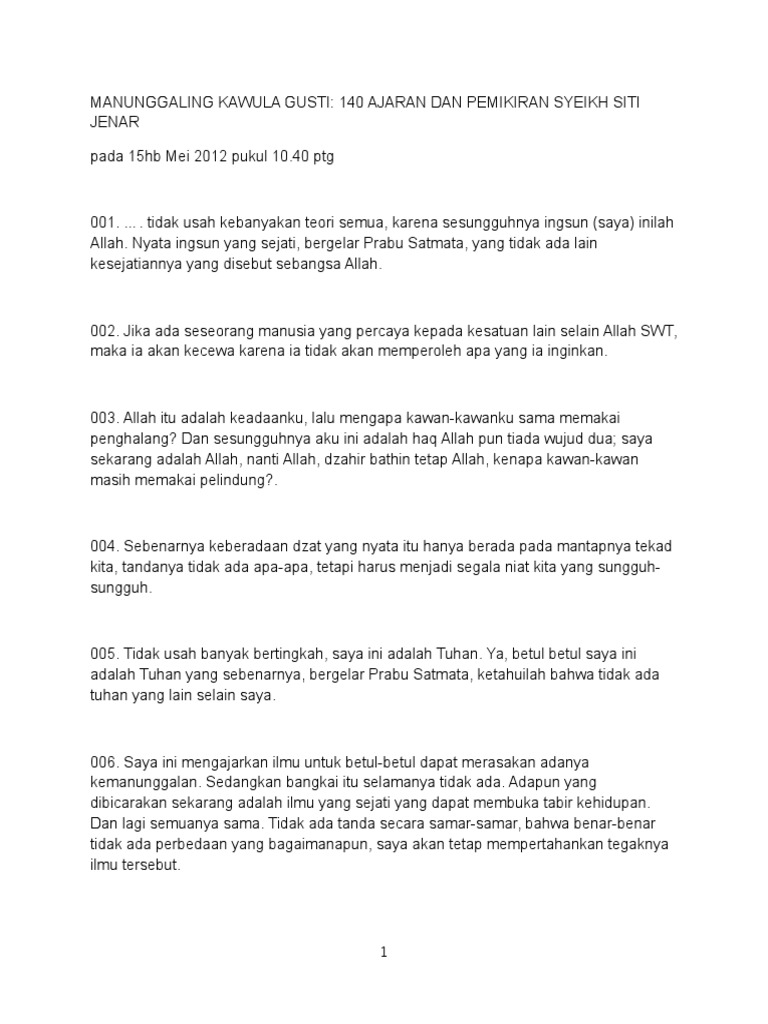 Manunggaling Kawula Gusti Pdf