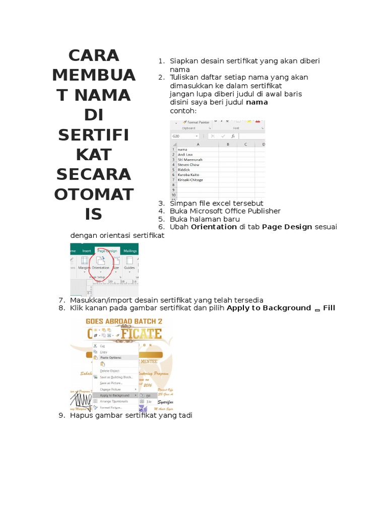 Cara Memberi Nama Di Sertifikat Secara Otomatis