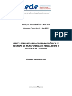 Efeitos Esperados Pela Teoria Econômica de Políticas de Transferência de Renda Sobre o Mercado de Trabalho - Brito