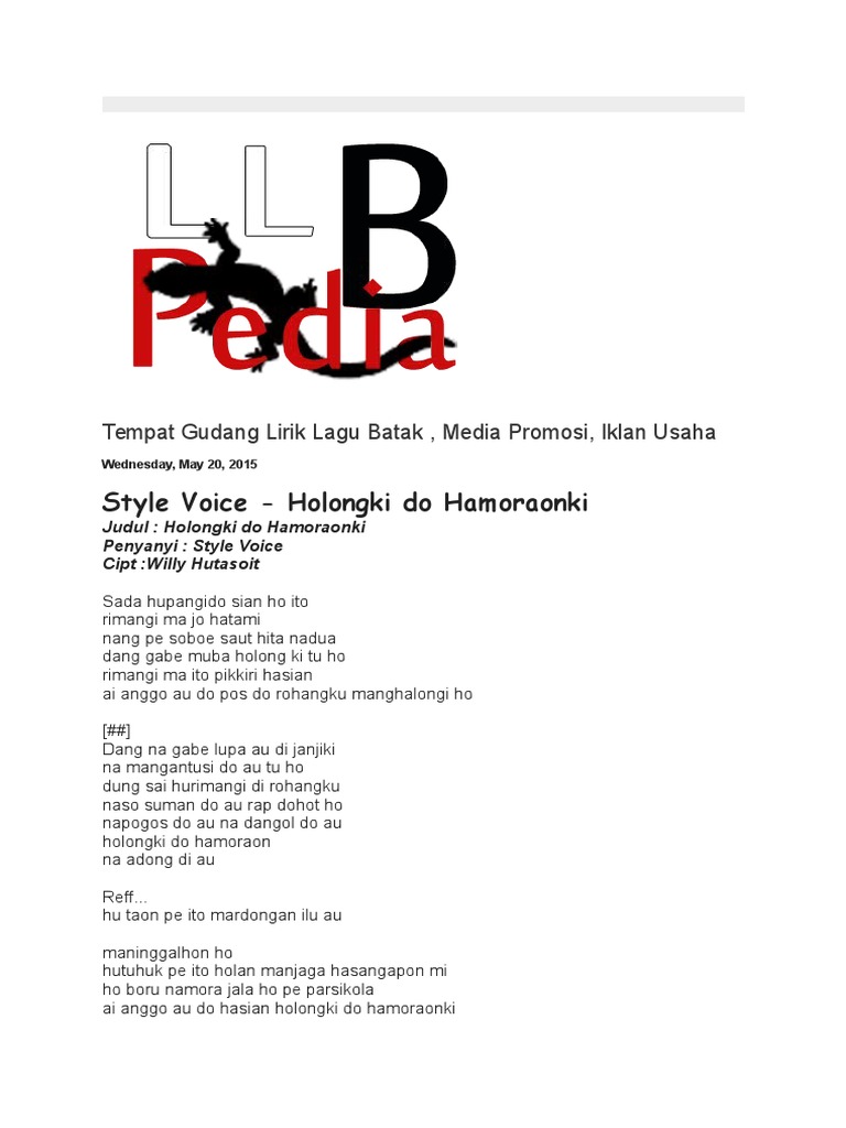 Tempat Gudang Lirik Lagu Batak