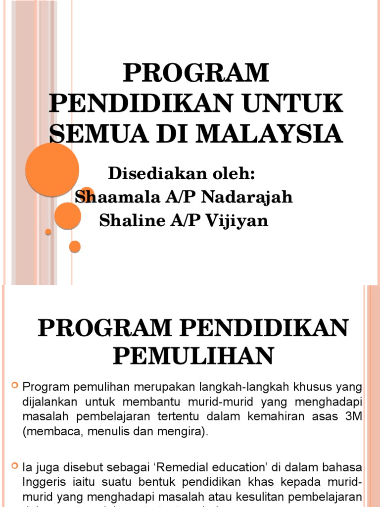 Program Pendidikan Untuk Semua Di Malaysia